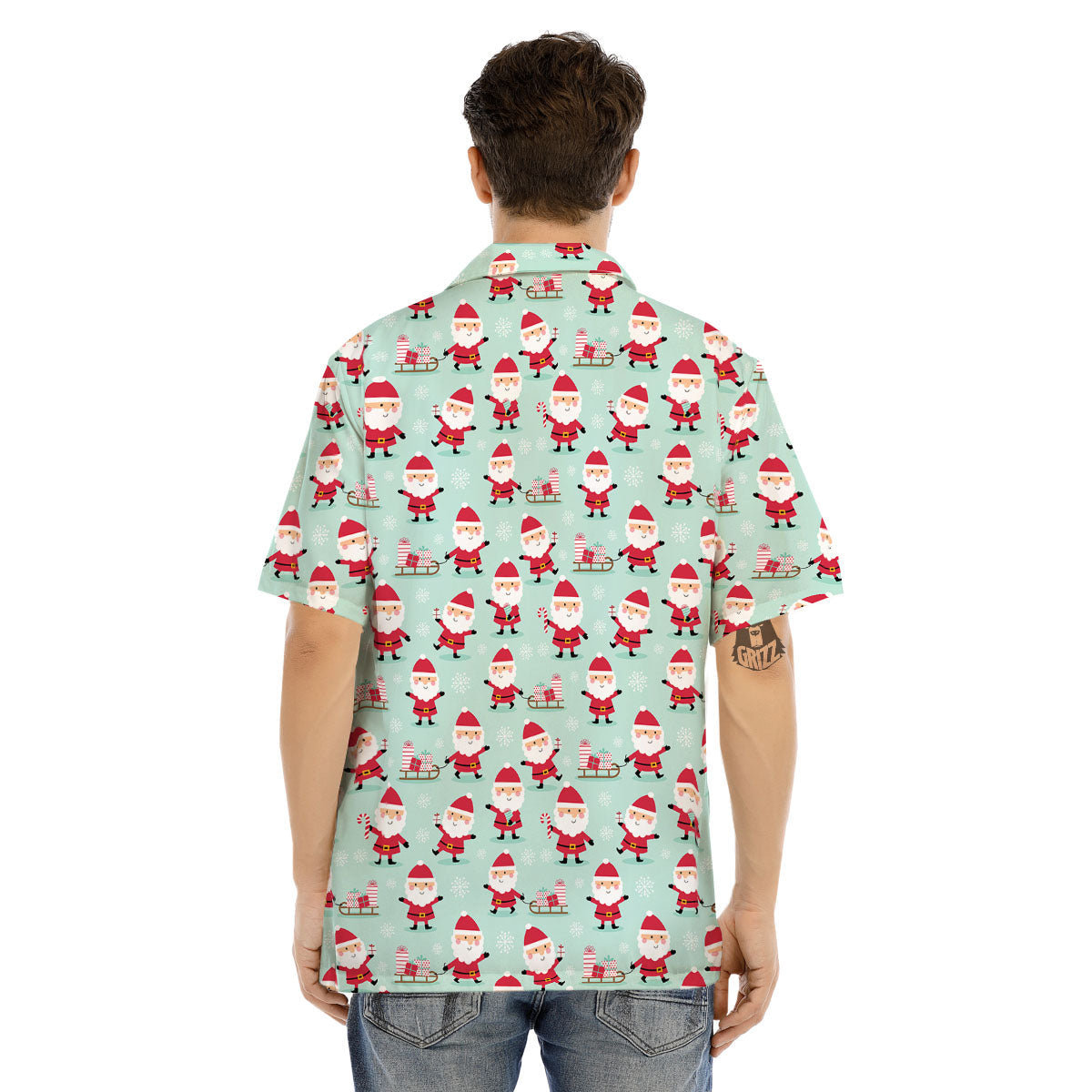 Santa Claus Cartoon Print Pattern Men's Hawaiian Shirt-grizzshop