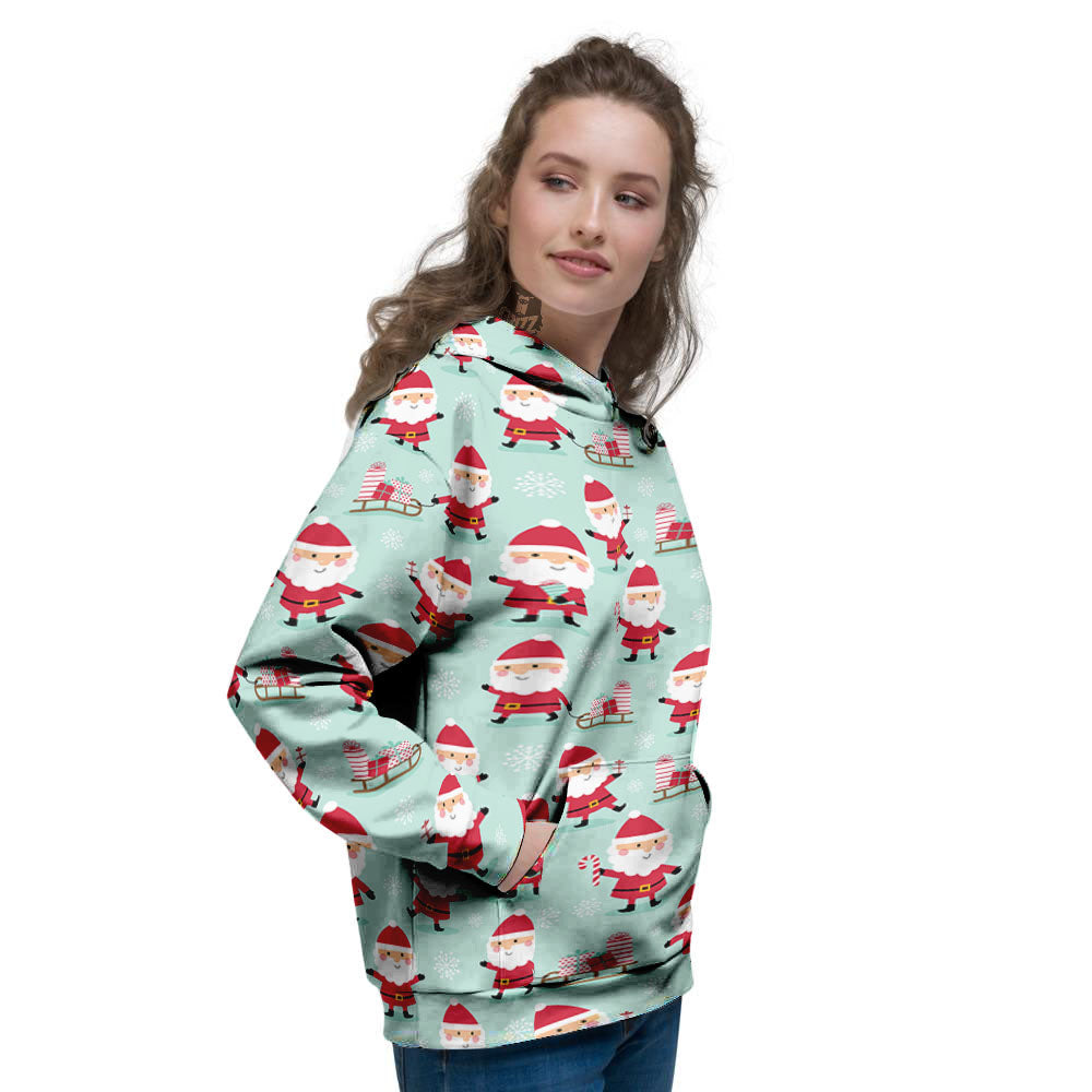 Santa Claus Cartoon Print Pattern Women's Hoodie-grizzshop