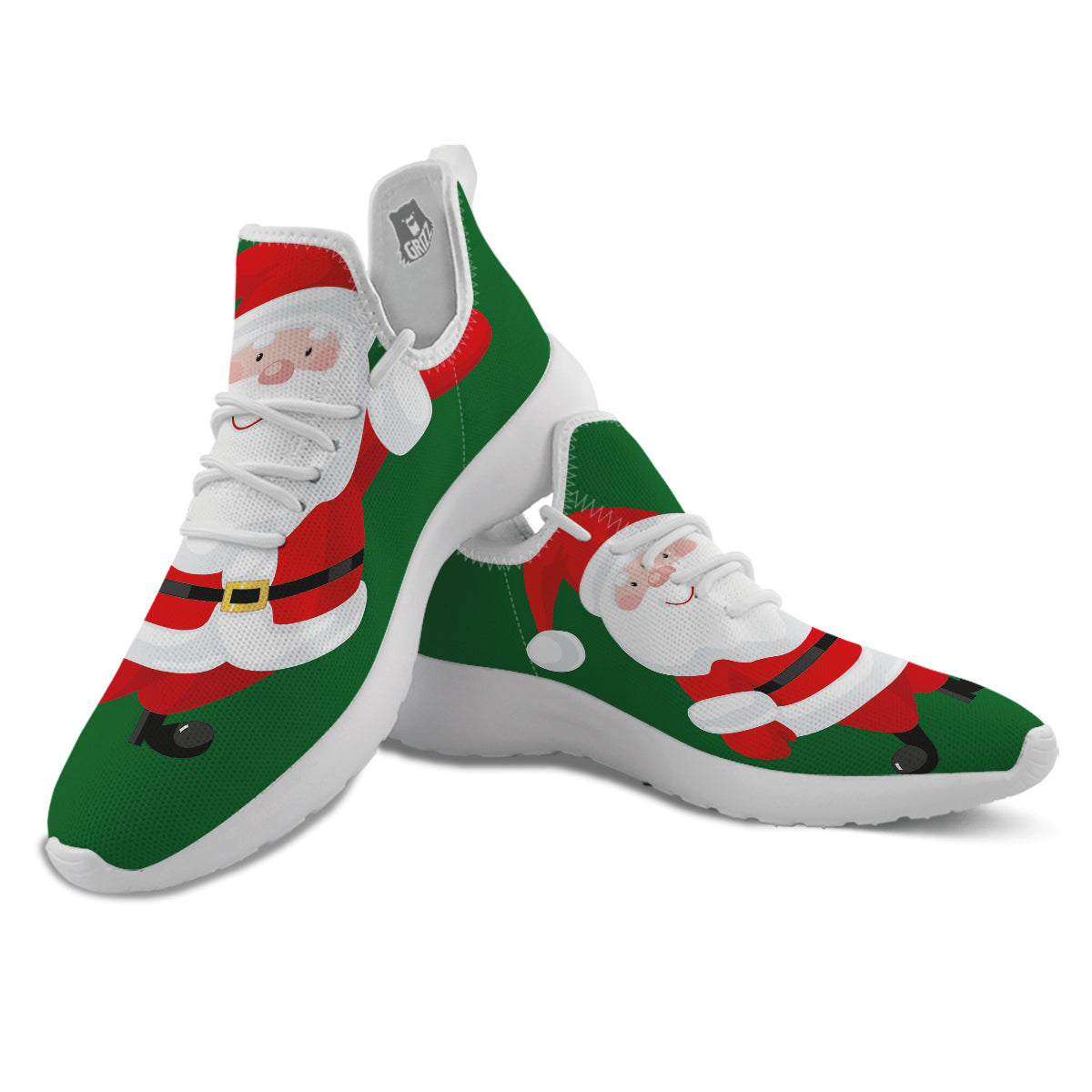 Santa Claus Cartoon Print White Athletic Shoes-grizzshop