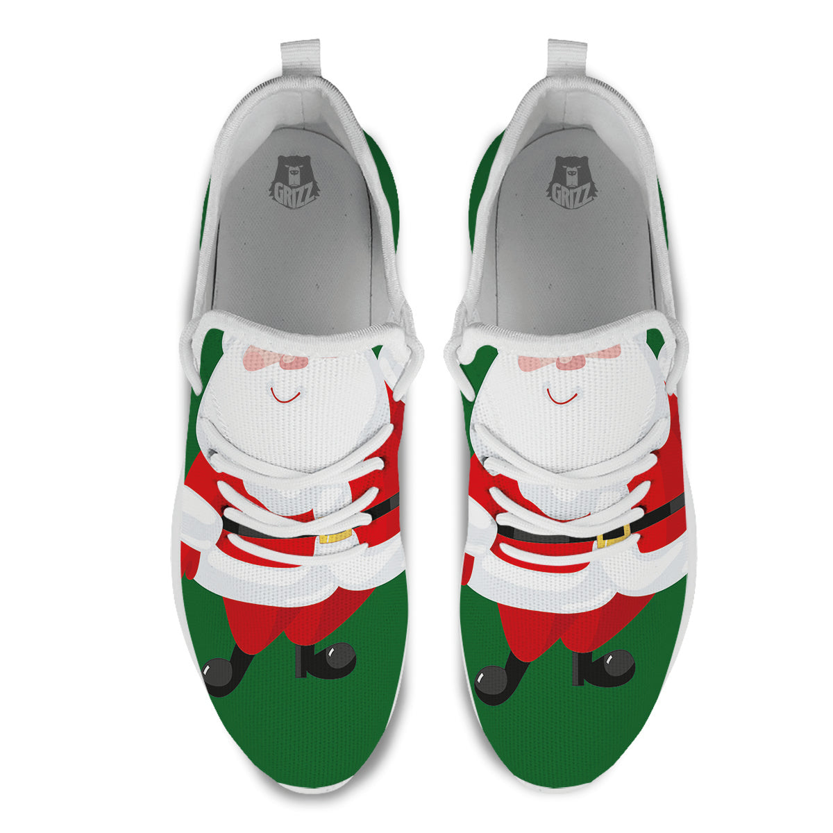 Santa Claus Cartoon Print White Athletic Shoes-grizzshop