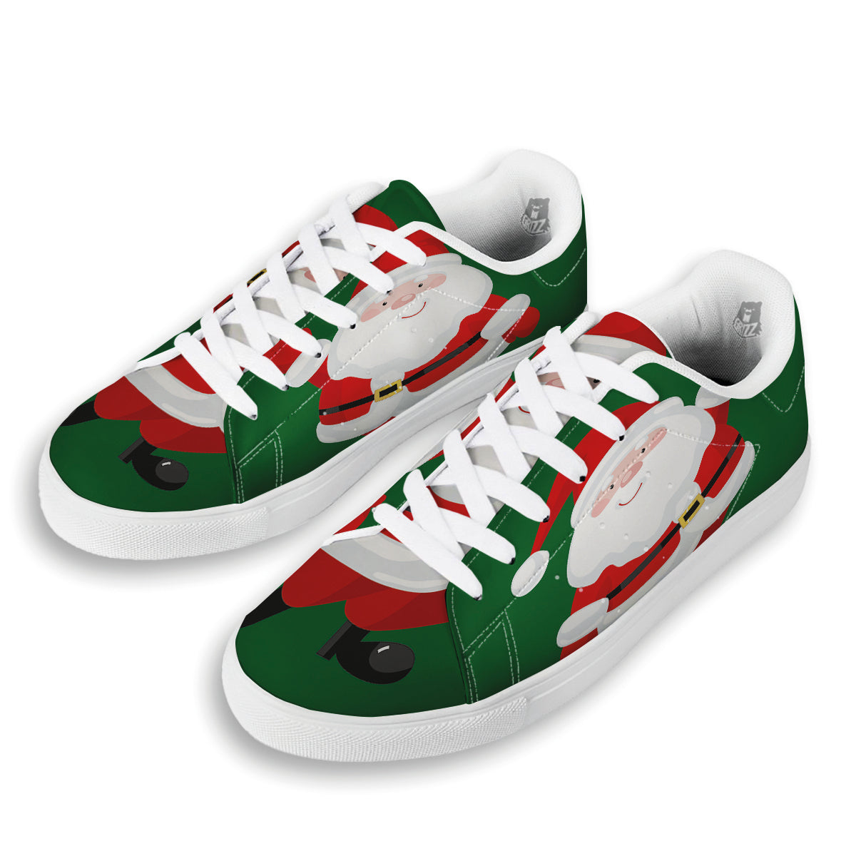 Santa Claus Cartoon Print White Low Top Sneakers-grizzshop