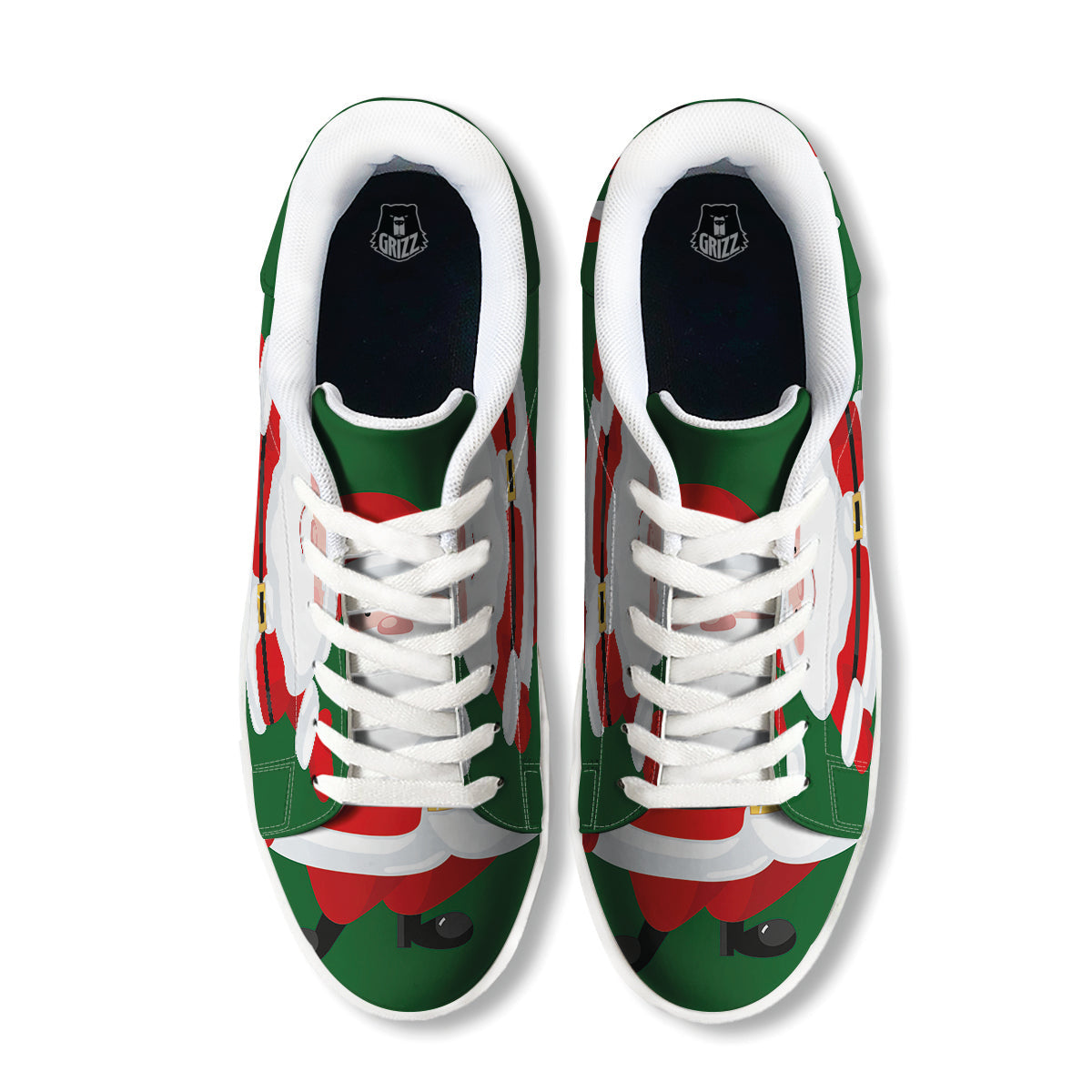 Santa Claus Cartoon Print White Low Top Sneakers-grizzshop