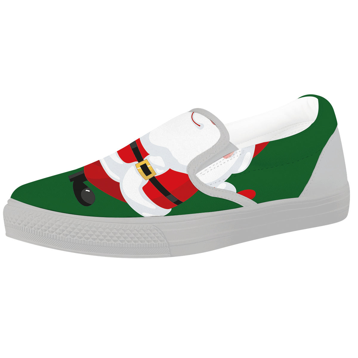 Santa Claus Cartoon Print White Slip On Shoes-grizzshop