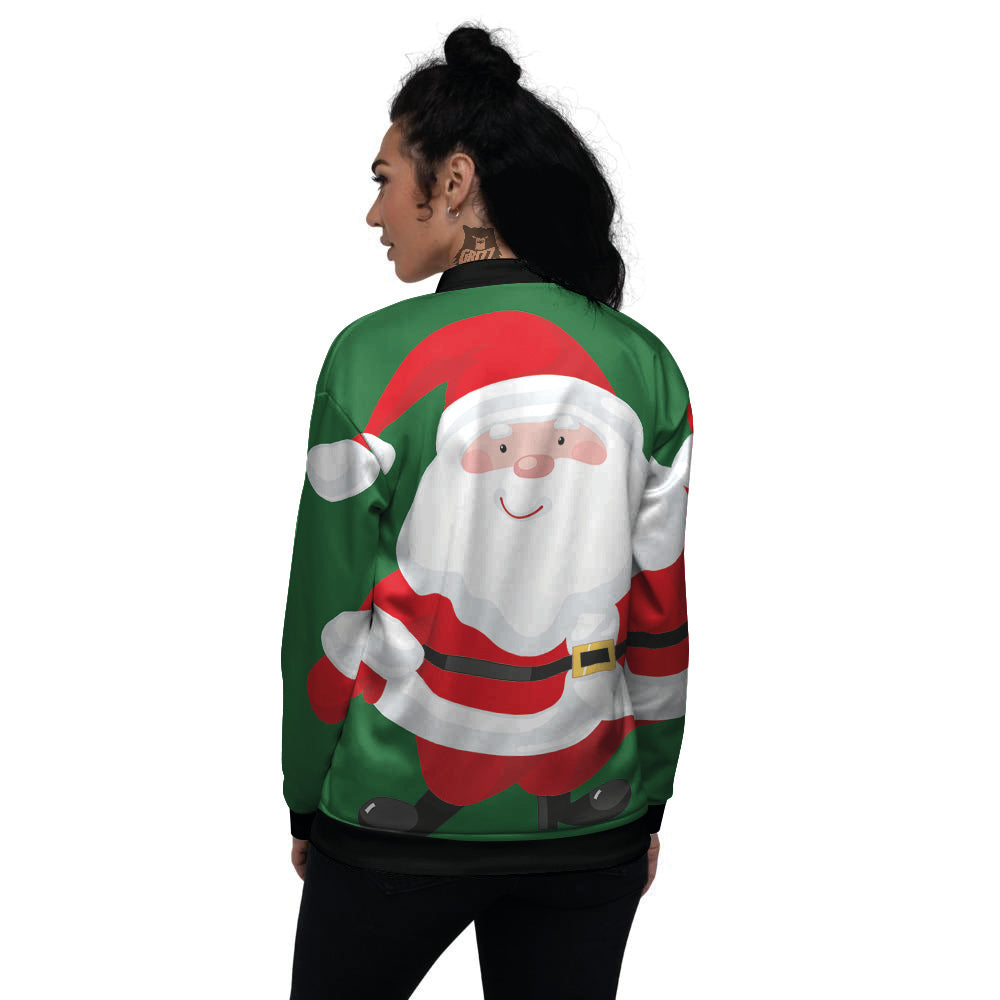 Santa Claus Cartoon Print Women's Bomber Jacket-grizzshop
