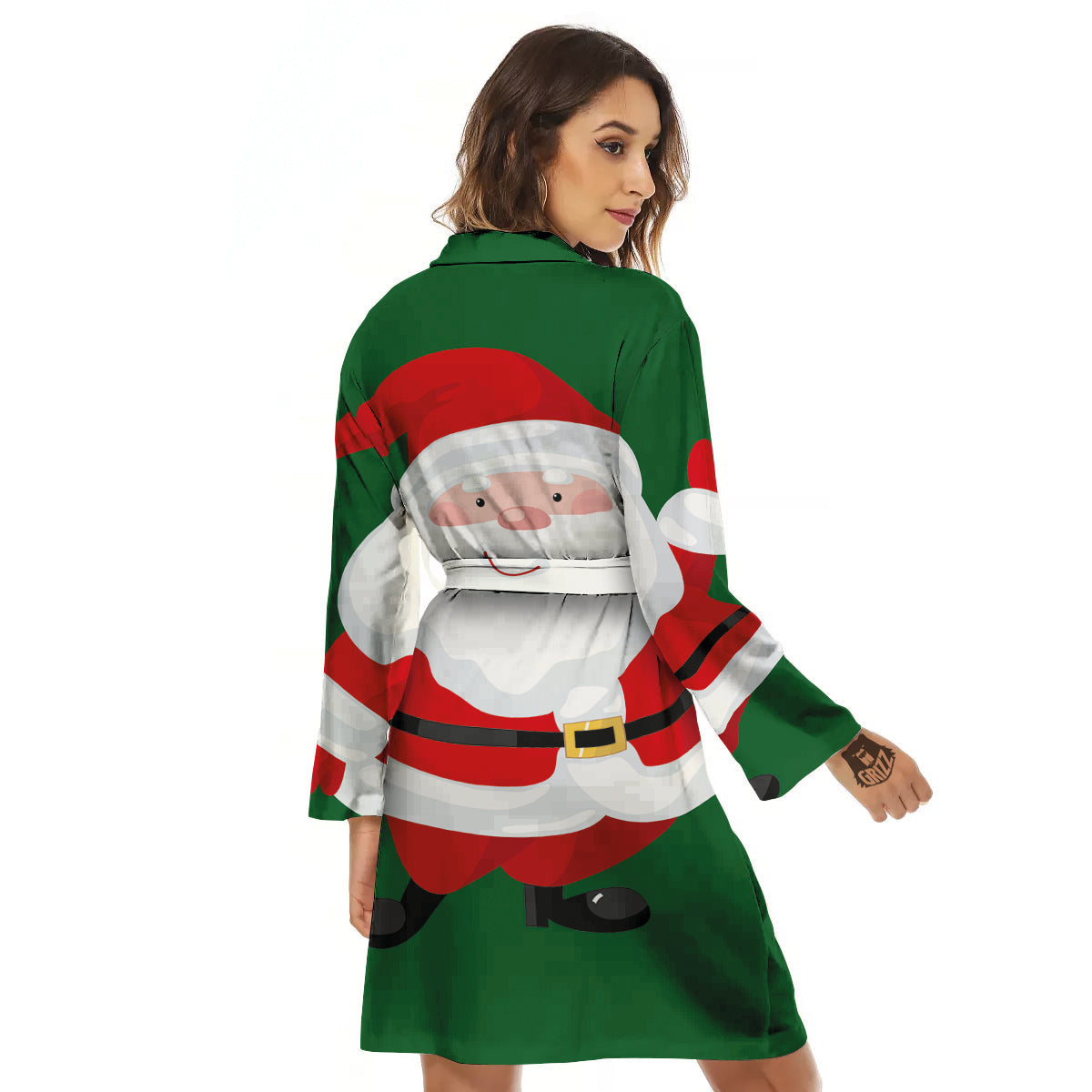 Santa Claus Cartoon Print Women's Robe-grizzshop