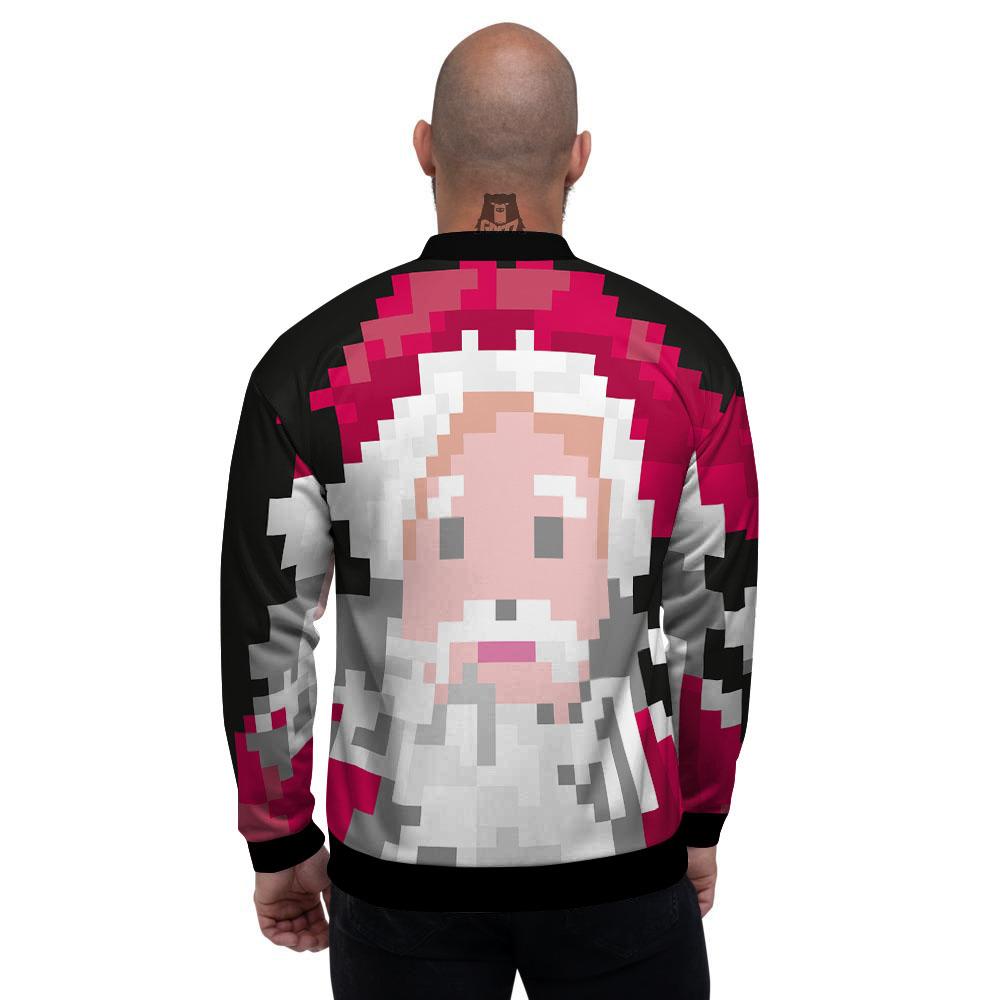 Santa Claus Christmas Pixel Print Men's Bomber Jacket-grizzshop