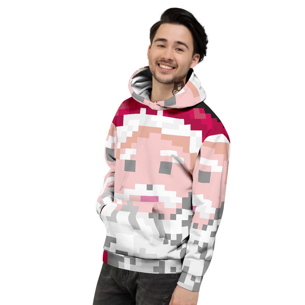 Santa Claus Christmas Pixel Print Men's Hoodie-grizzshop