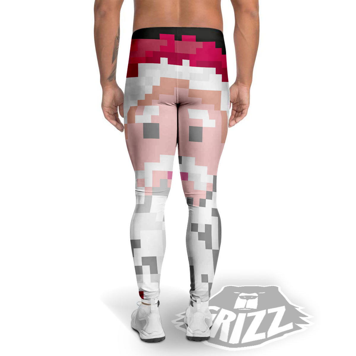 Santa Claus Christmas Pixel Print Men's Leggings-grizzshop