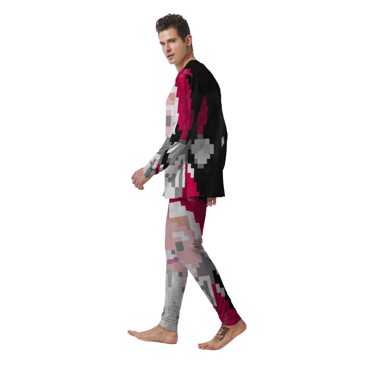 Santa Claus Christmas Pixel Print Men's Pajamas-grizzshop