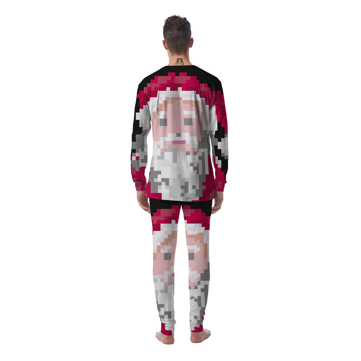 Santa Claus Christmas Pixel Print Men's Pajamas-grizzshop