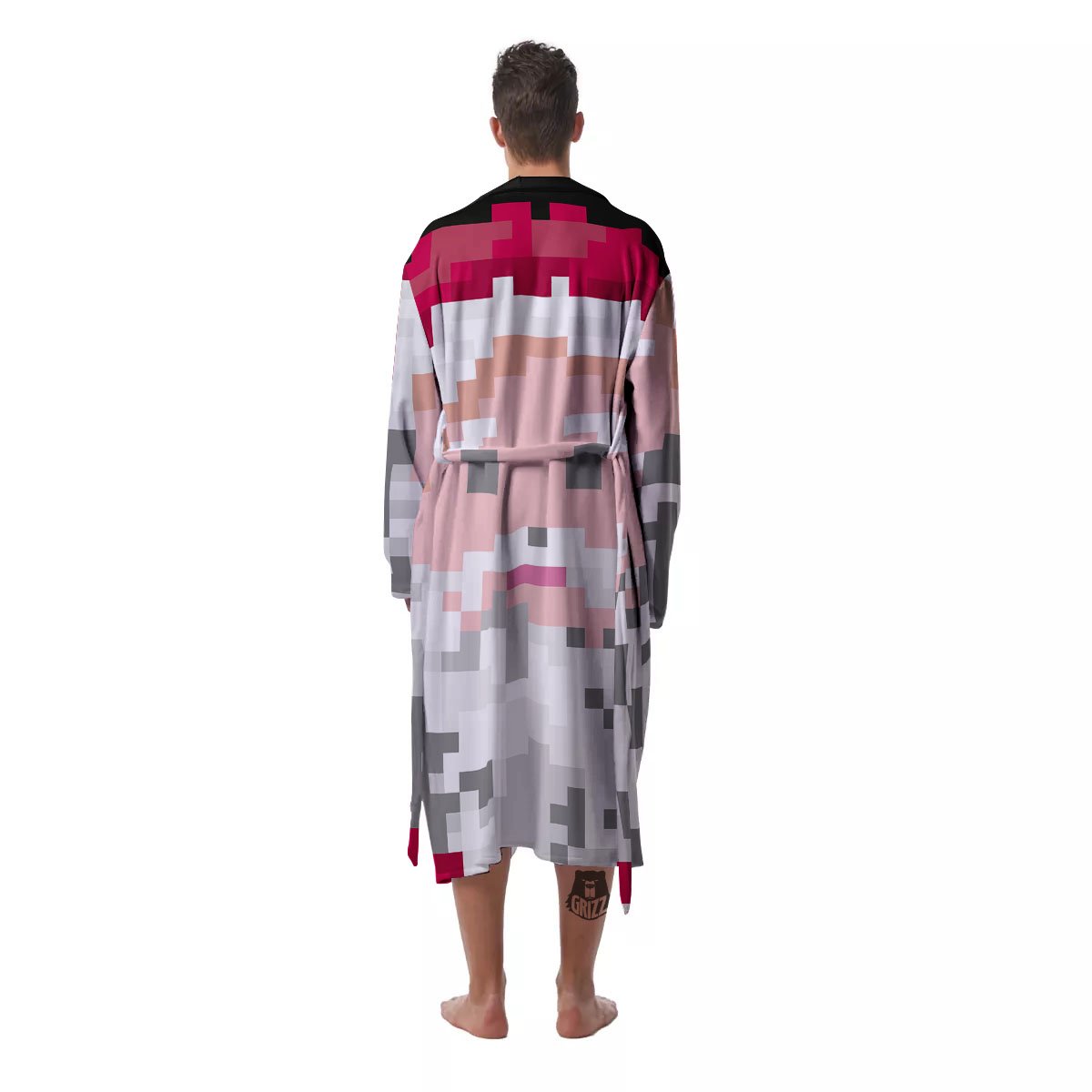 Santa Claus Christmas Pixel Print Men's Robe-grizzshop
