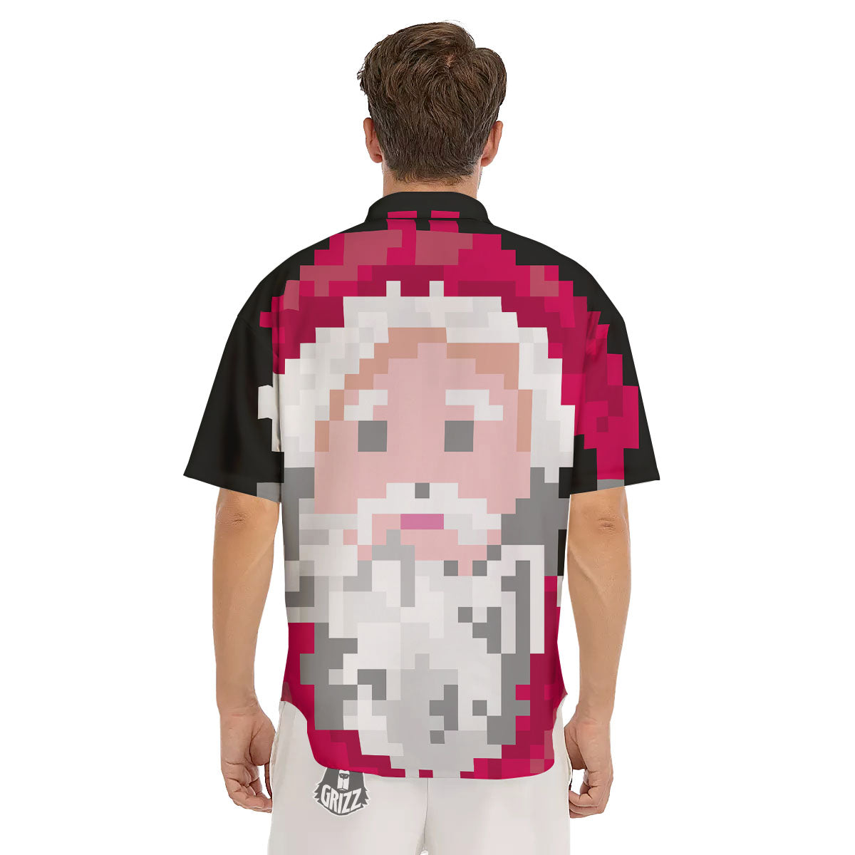 Santa Claus Christmas Pixel Print Men's Short Sleeve Shirts-grizzshop