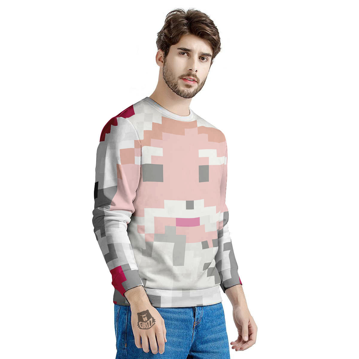 Santa Claus Christmas Pixel Print Men's Sweatshirt-grizzshop