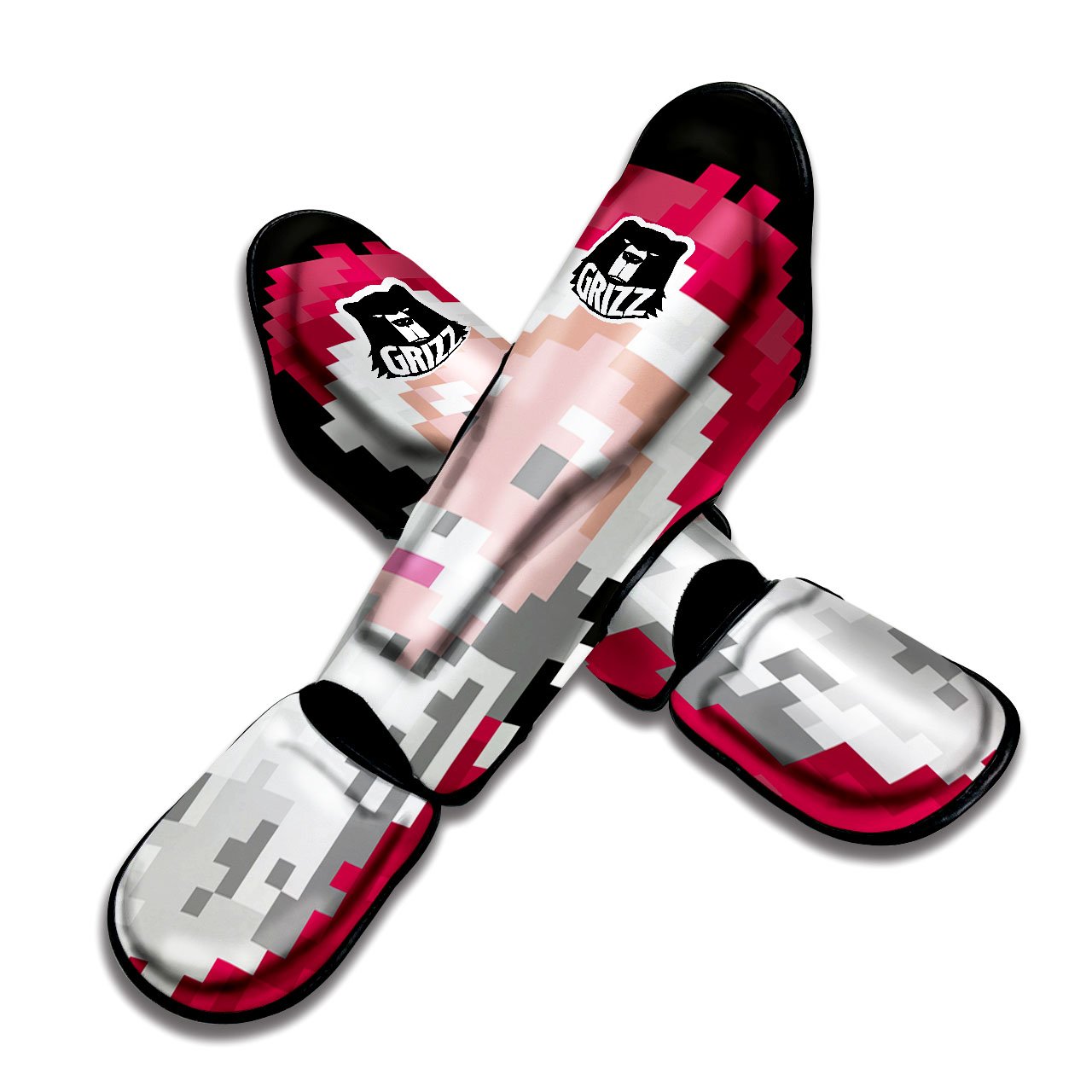 Santa Claus Christmas Pixel Print Muay Thai Shin Guards-grizzshop