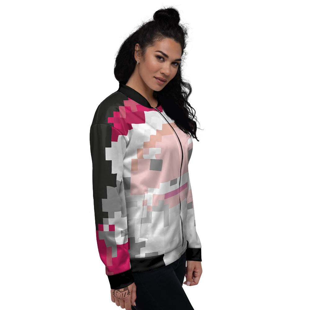 Santa Claus Christmas Pixel Print Women's Bomber Jacket-grizzshop