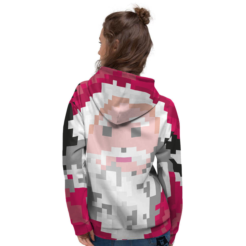 Santa Claus Christmas Pixel Print Women's Hoodie-grizzshop