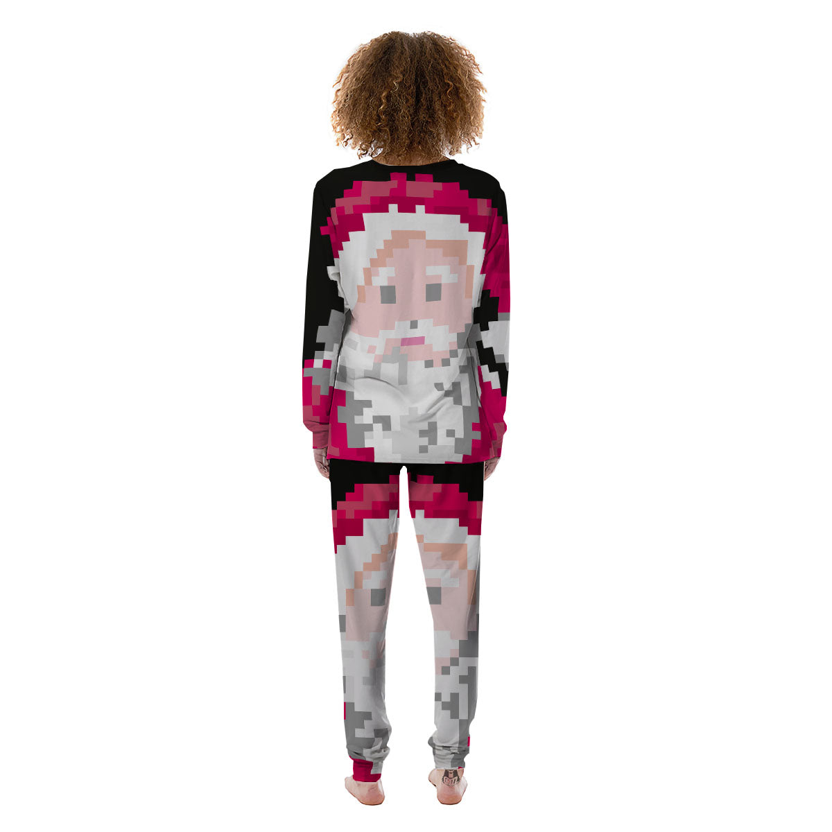 Santa Claus Christmas Pixel Print Women's Pajamas-grizzshop