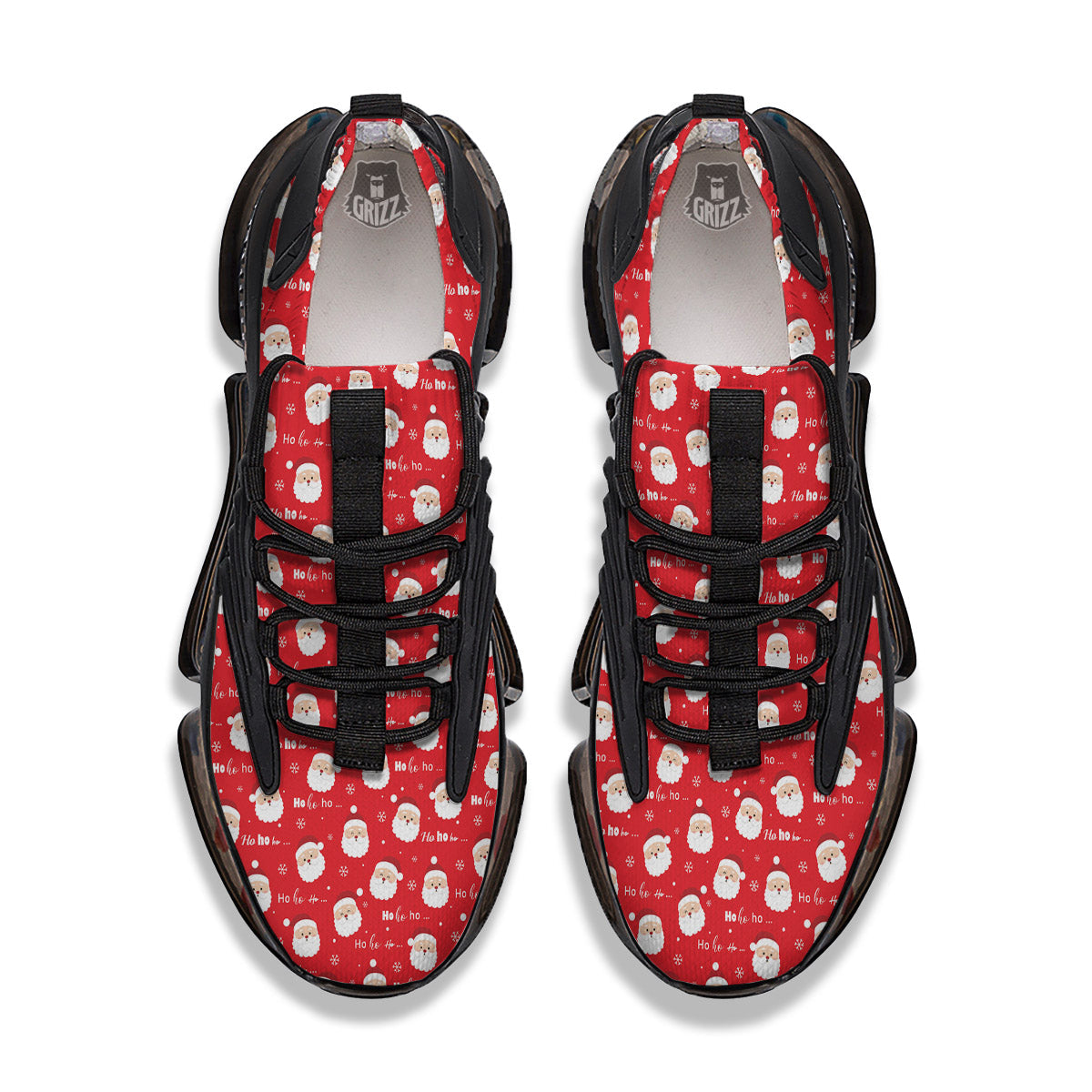 Santa Claus Christmas Print Pattern Black Gym Shoes-grizzshop