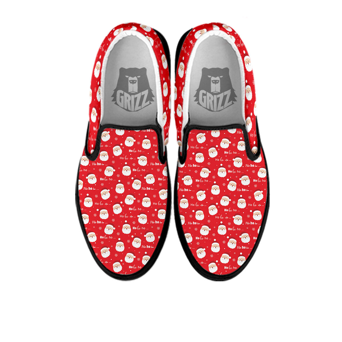 Santa Claus Christmas Print Pattern Black Slip On Shoes-grizzshop
