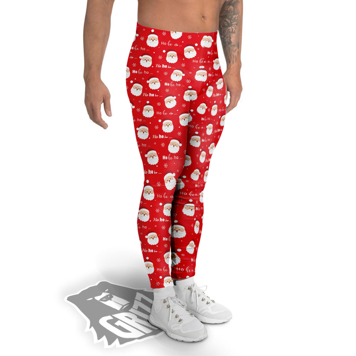 Santa Claus Christmas Print Pattern Men's Leggings-grizzshop