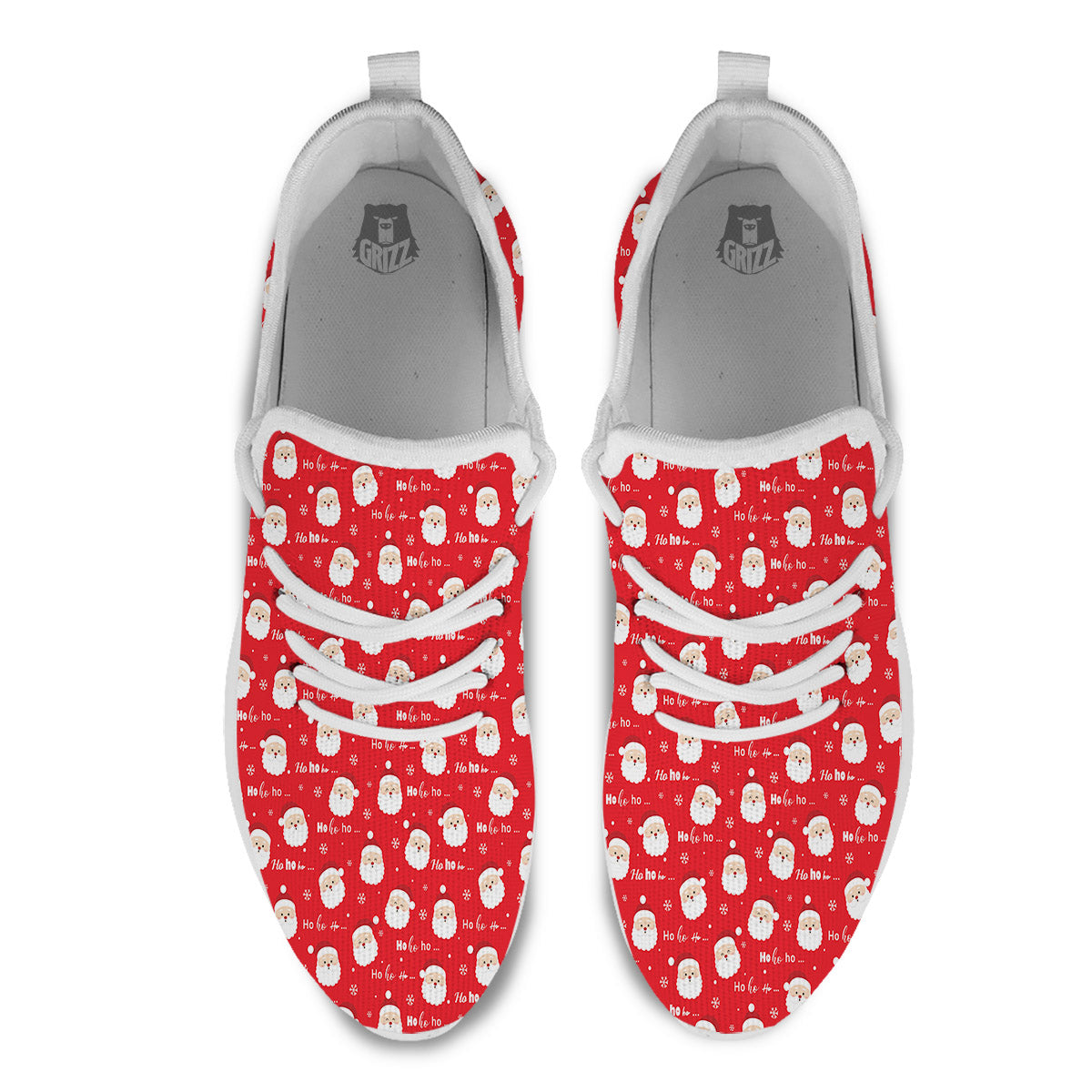Santa Claus Christmas Print Pattern White Athletic Shoes-grizzshop