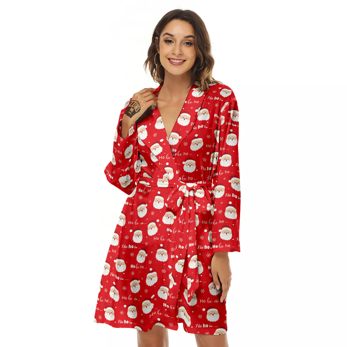 Santa Claus Christmas Print Pattern Women's Robe-grizzshop
