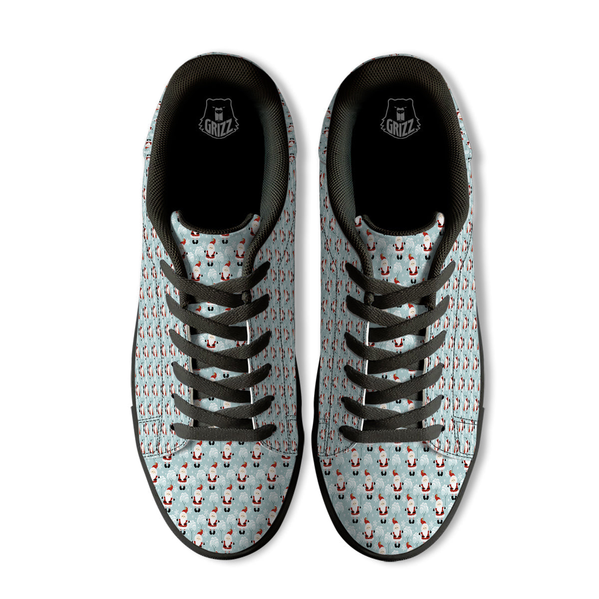 Santa Claus Cute Print Pattern Black Low Top Sneakers-grizzshop