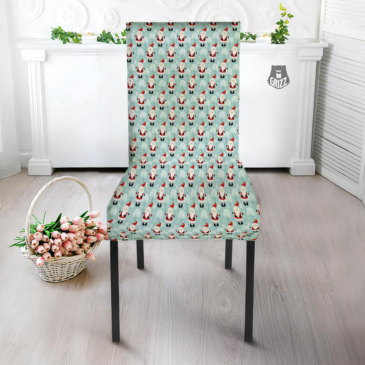 Santa Claus Cute Print Pattern Dining Chair Slipcover-grizzshop