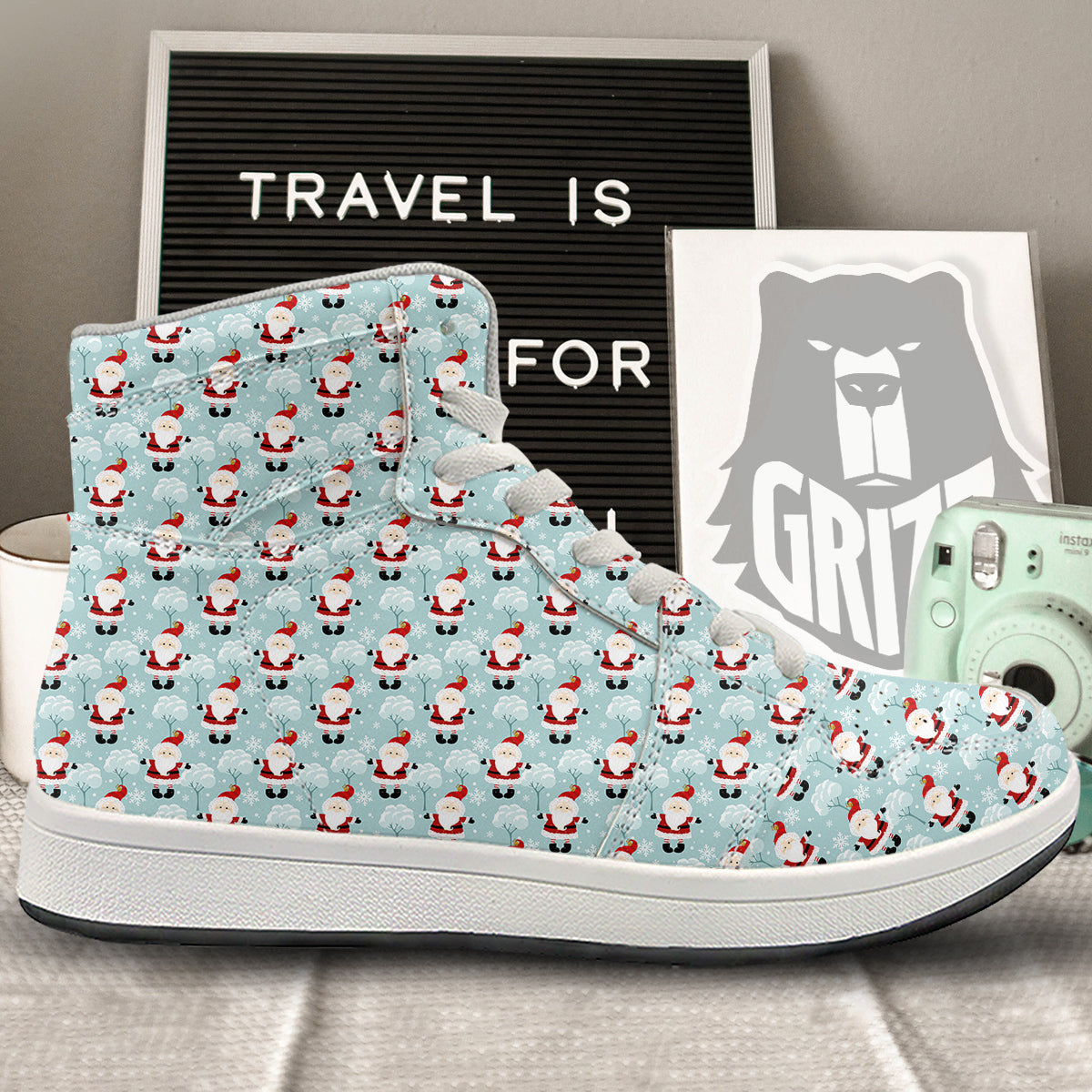 Santa Claus Cute Print Pattern High Top Sneakers-grizzshop