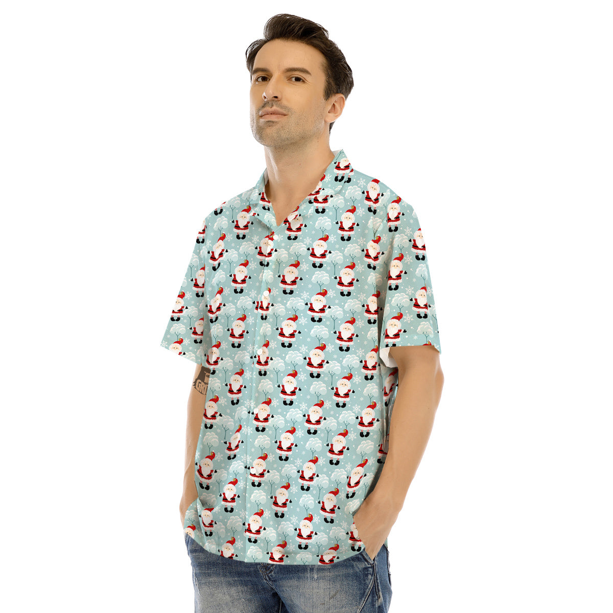 Santa Claus Cute Print Pattern Men's Hawaiian Shirt-grizzshop