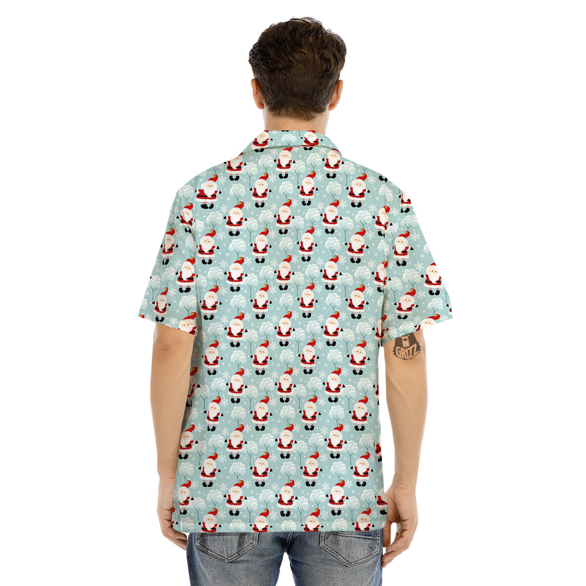 Santa Claus Cute Print Pattern Men's Hawaiian Shirt-grizzshop