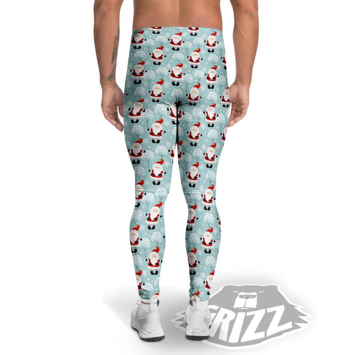 Santa Claus Cute Print Pattern Men's Leggings-grizzshop