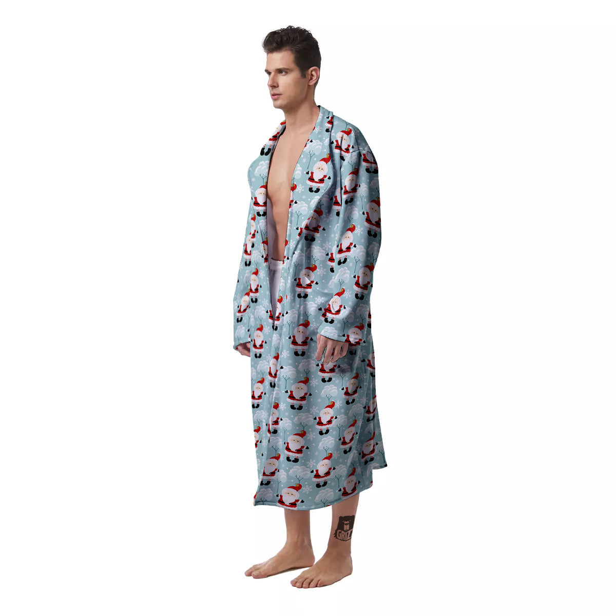 Santa Claus Cute Print Pattern Men's Robe-grizzshop