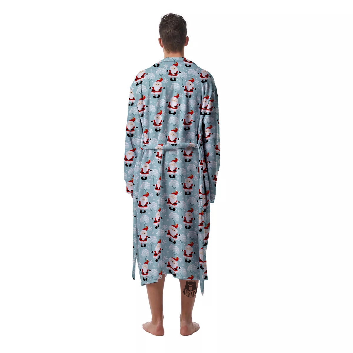 Santa Claus Cute Print Pattern Men's Robe-grizzshop