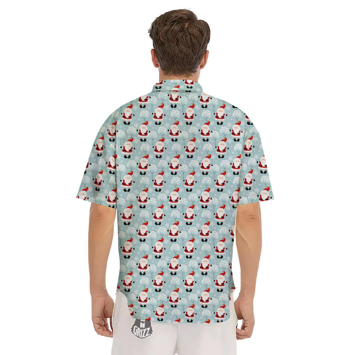 Santa Claus Cute Print Pattern Men's Short Sleeve Shirts-grizzshop
