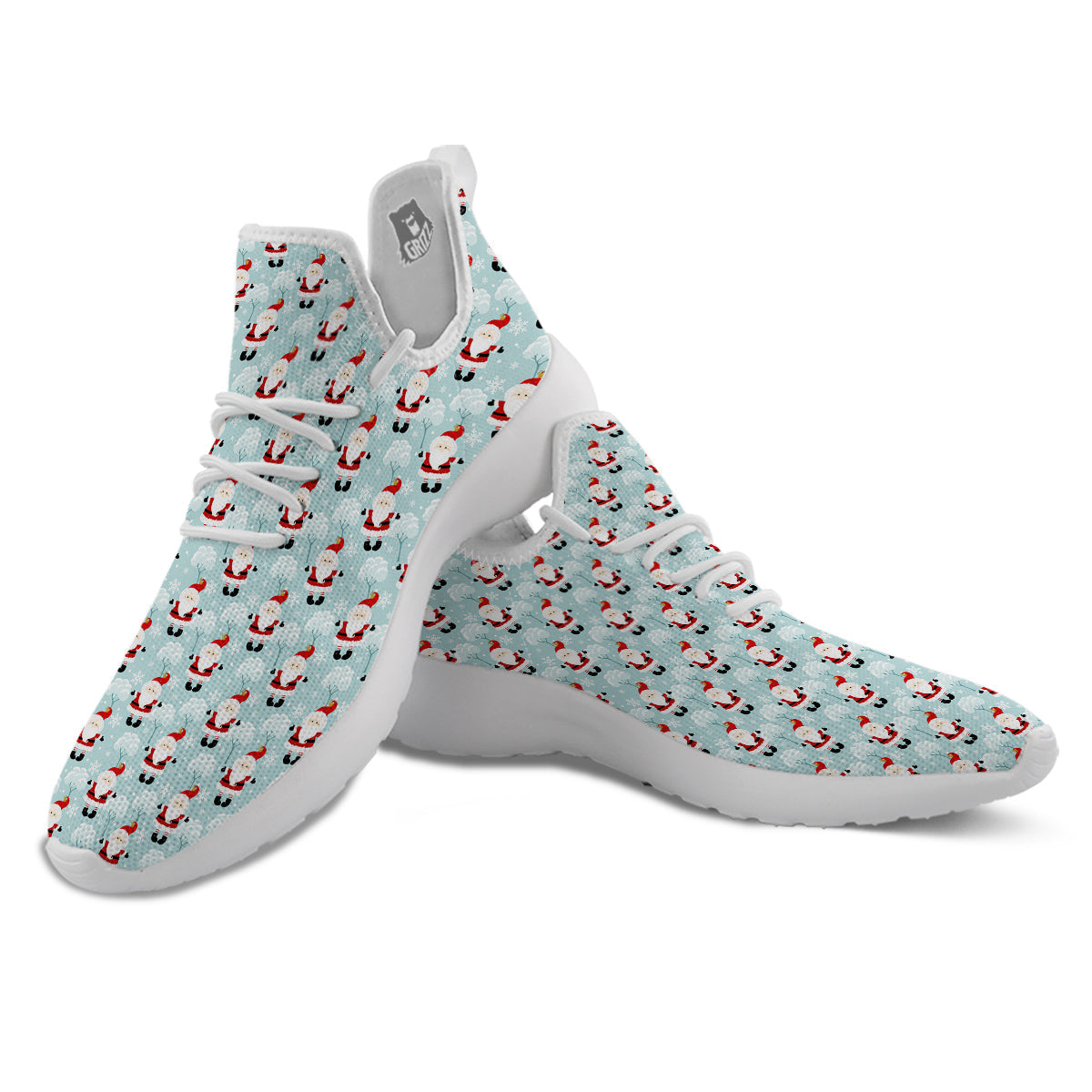 Santa Claus Cute Print Pattern White Athletic Shoes-grizzshop