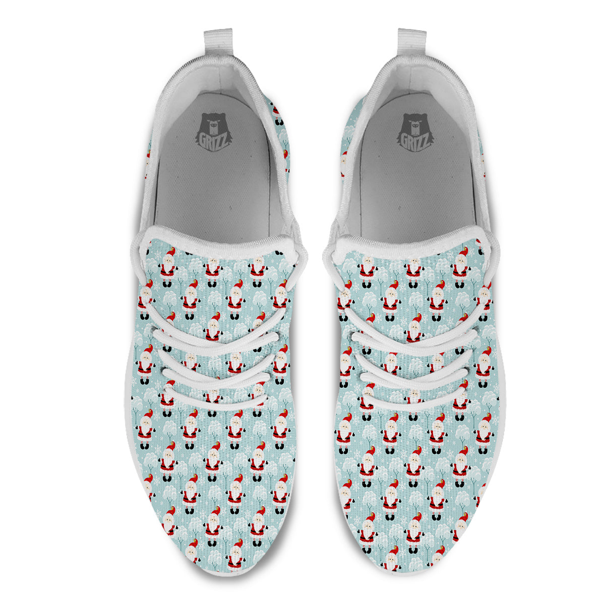 Santa Claus Cute Print Pattern White Athletic Shoes-grizzshop