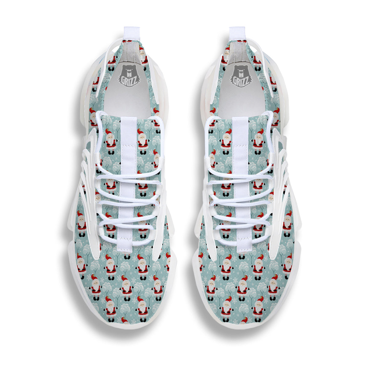 Santa Claus Cute Print Pattern White Gym Shoes-grizzshop