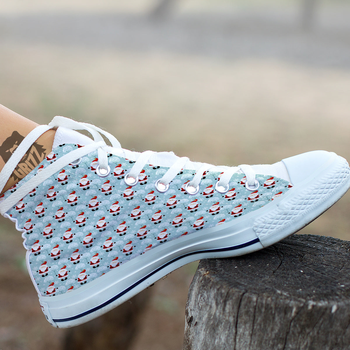 Santa Claus Cute Print Pattern White High Top Shoes-grizzshop