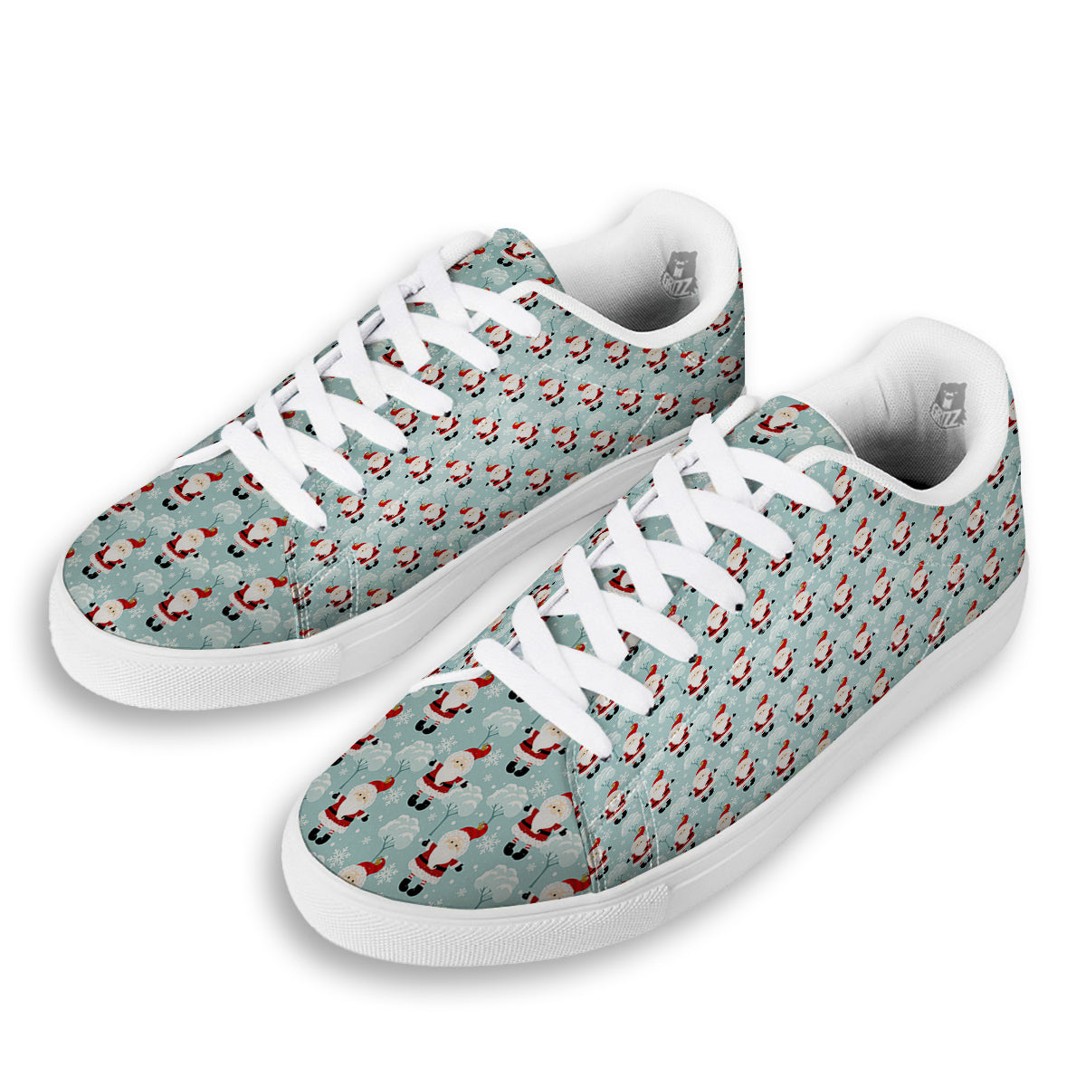 Santa Claus Cute Print Pattern White Low Top Sneakers-grizzshop