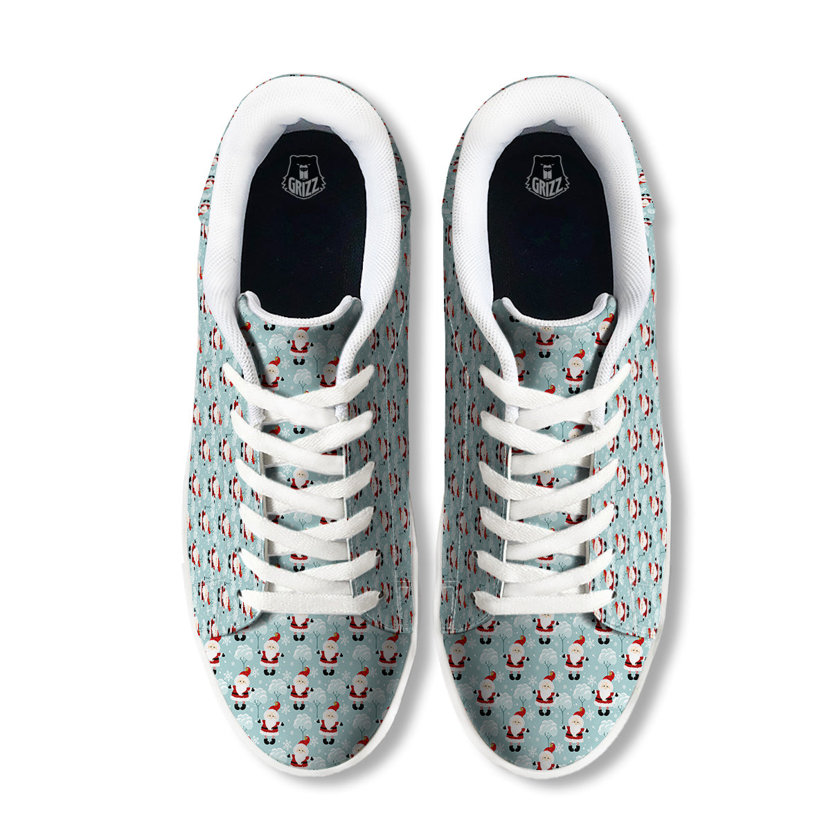 Santa Claus Cute Print Pattern White Low Top Sneakers-grizzshop