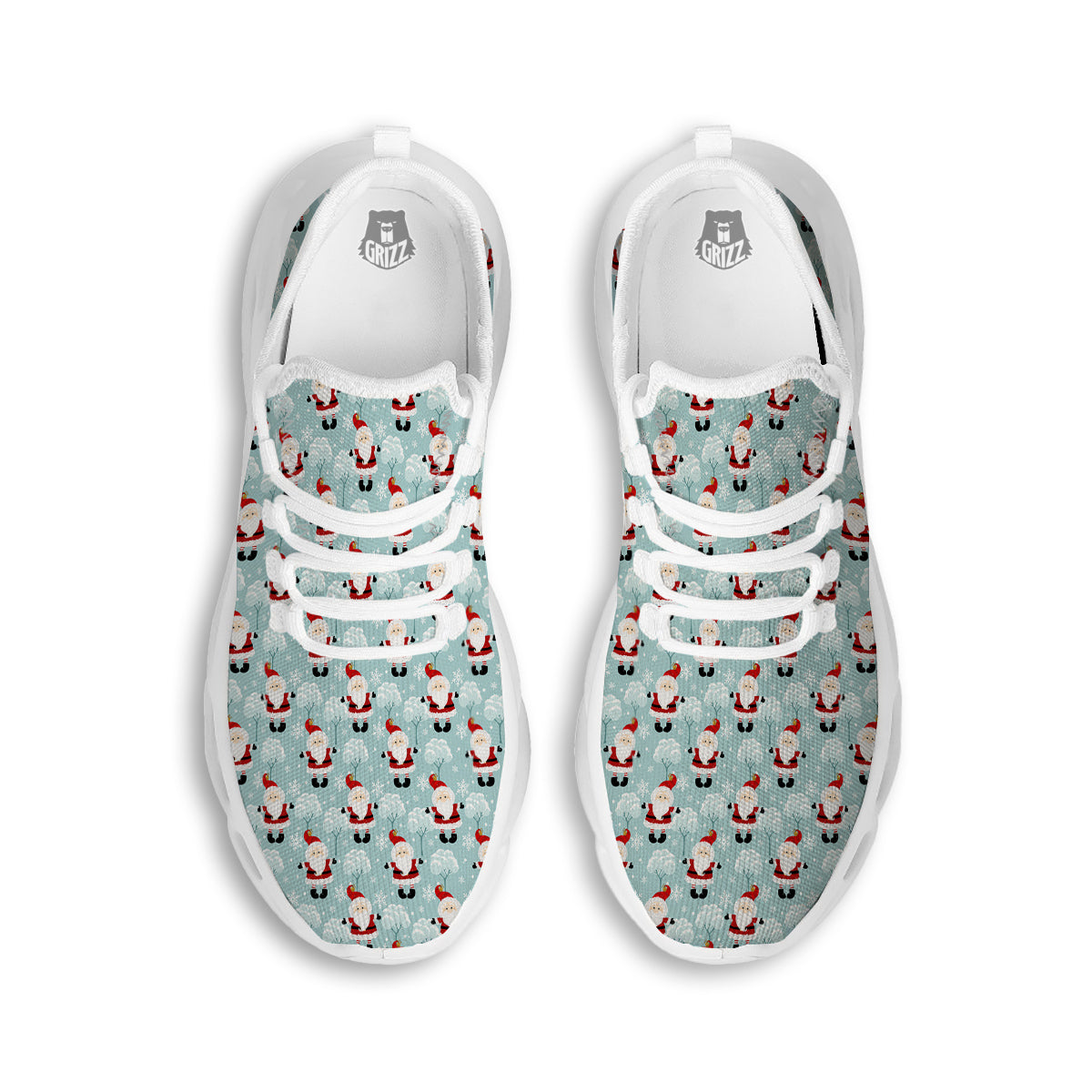 Santa Claus Cute Print Pattern White Running Shoes-grizzshop