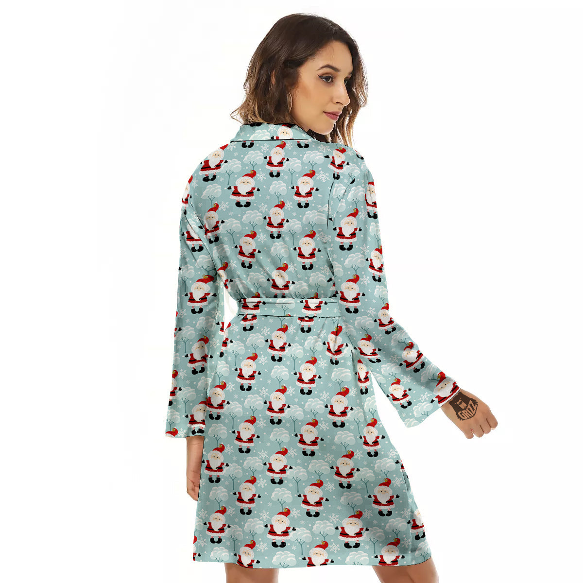 Santa Claus Cute Print Pattern Women's Robe-grizzshop