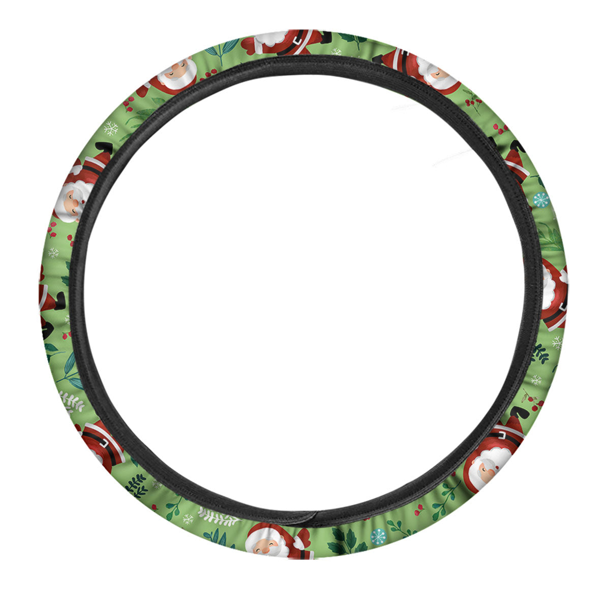 Santa Claus Happy Print Pattern Car Steering Wheel Cover-grizzshop