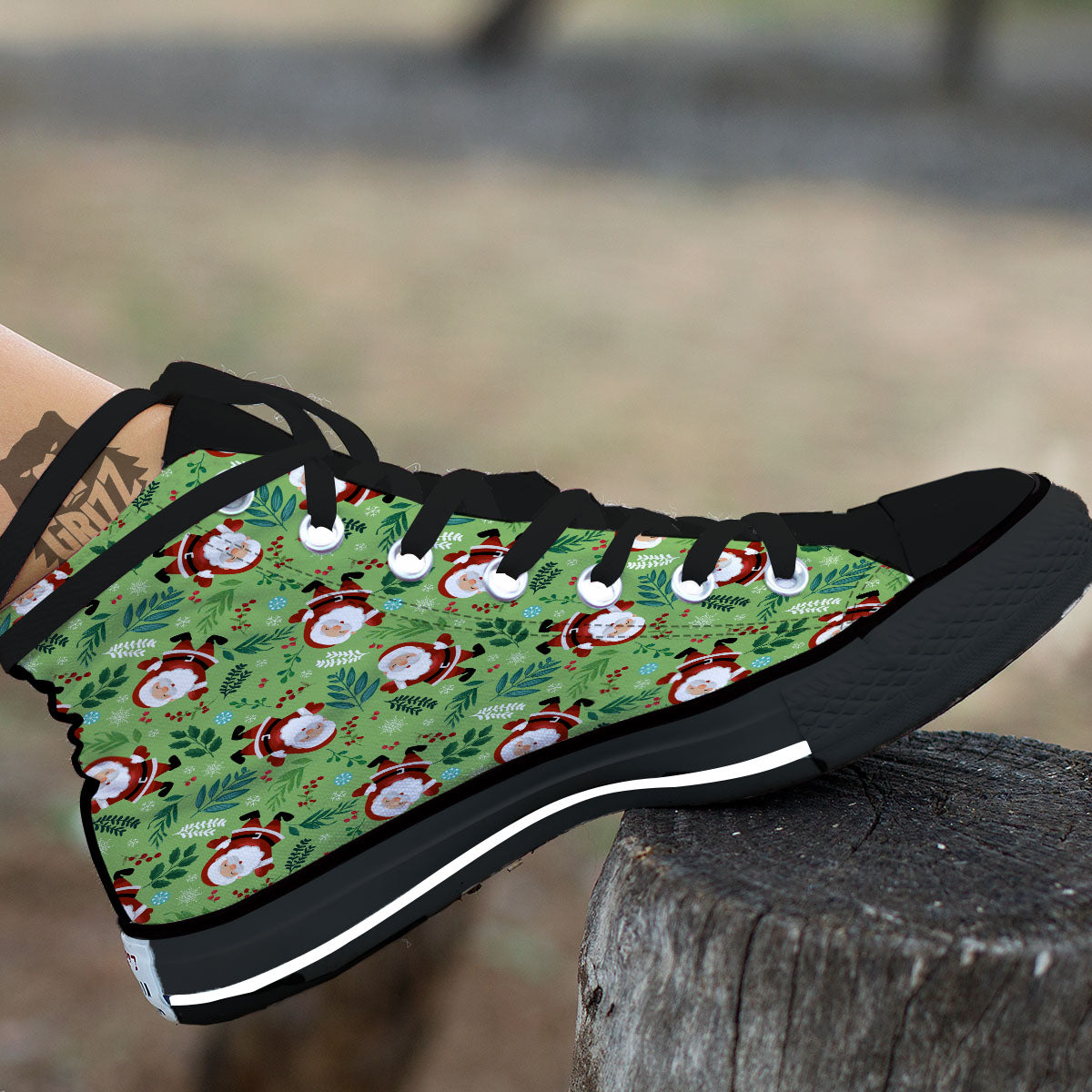 Santa Claus Happy Print Pattern High Top Shoes-grizzshop