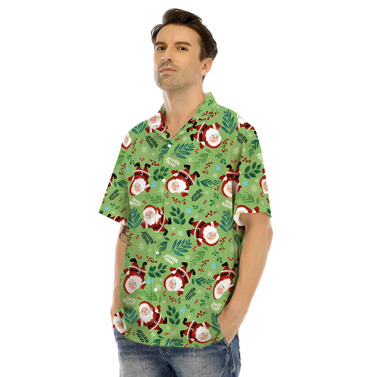 Santa Claus Happy Print Pattern Men's Hawaiian Shirt-grizzshop