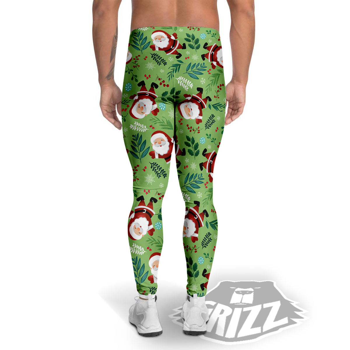 Santa Claus Happy Print Pattern Men's Leggings-grizzshop