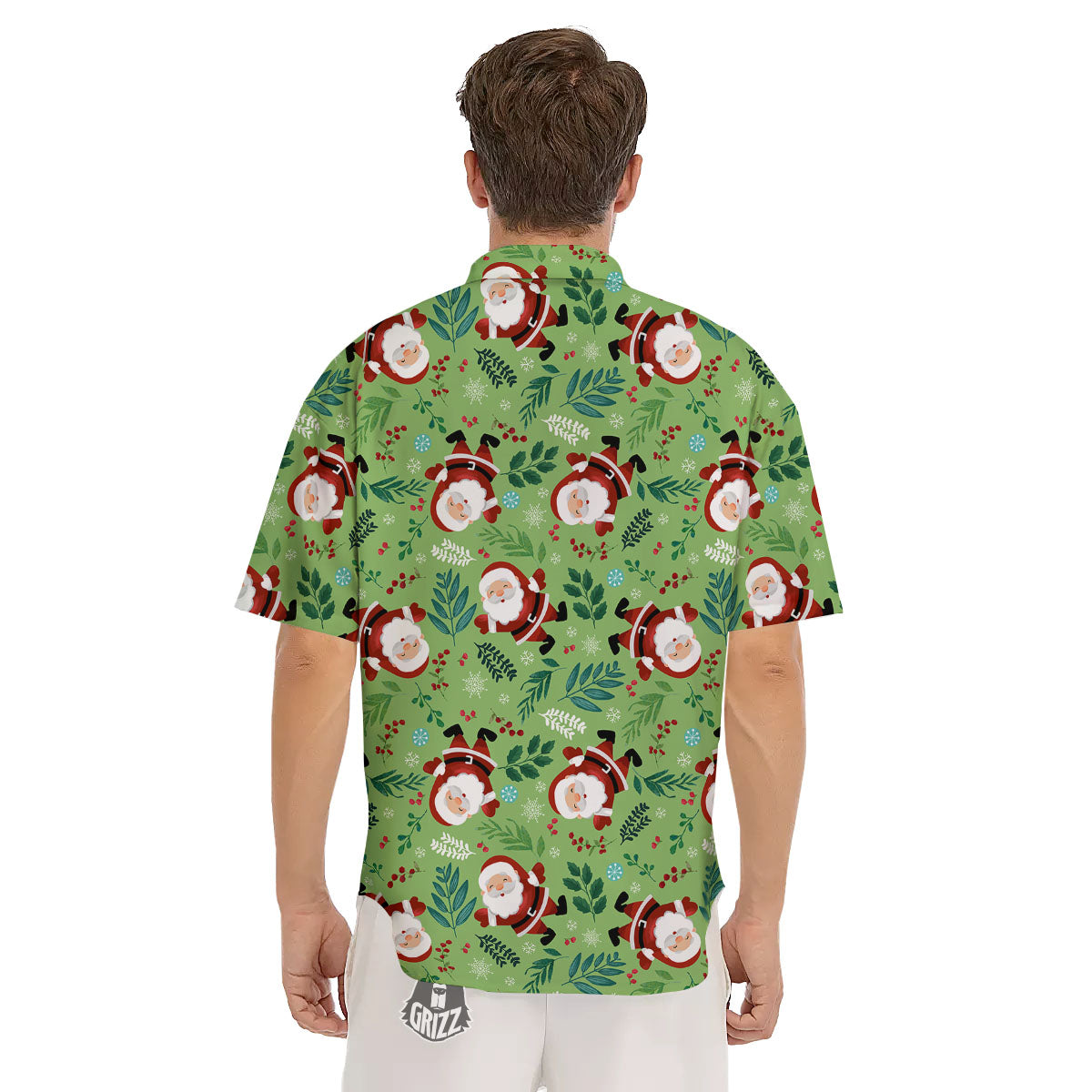 Santa Claus Happy Print Pattern Men's Short Sleeve Shirts-grizzshop