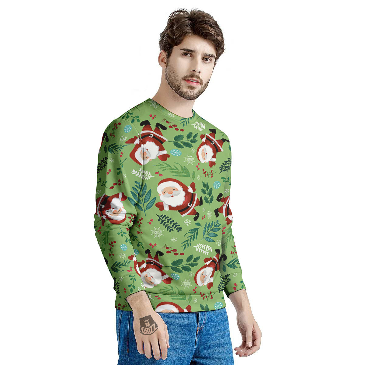 Santa Claus Happy Print Pattern Men's Sweatshirt-grizzshop