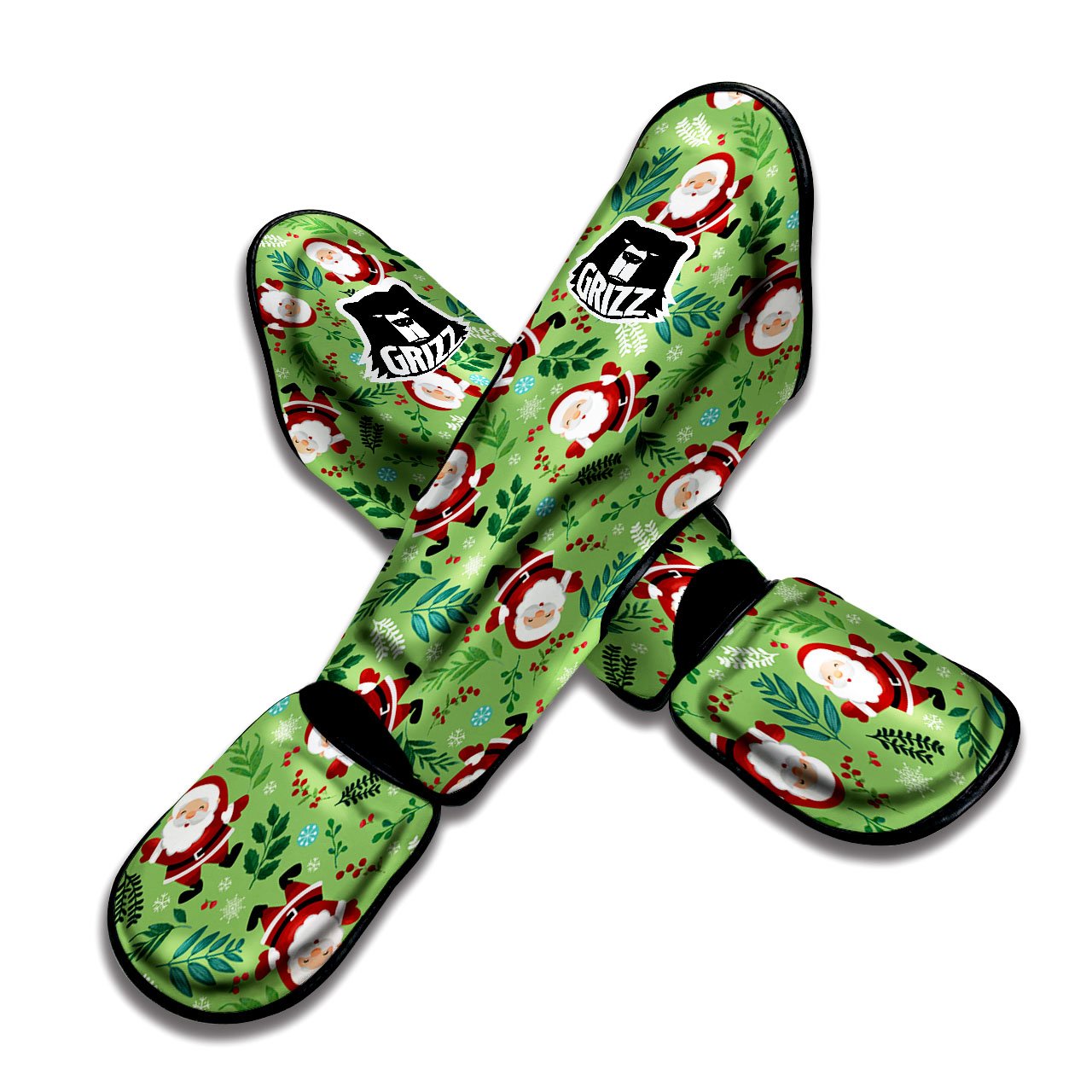 Santa Claus Happy Print Pattern Muay Thai Shin Guards-grizzshop